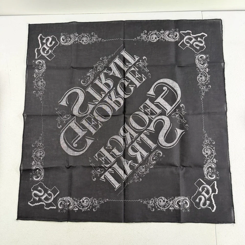 Vintage George Strait Country Music Texas Black Bandana Scarf 22